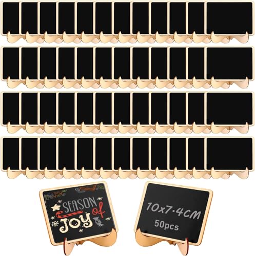 JMIATRY 50 pizarras pequeñas para escribir, pizarras pequeñas de 10 x 7,4 cm, para tarjetas de mesa, cumpleaños, tarjetas de lugar, bodas, etiquetas de precio, carteles de buffet