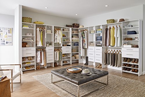 Image of ClosetMaid SuiteSymphony Wood Closet Drawer, Add On Accessory, Modern Style, for Storage, Closet, Clothes, 25 inch x 5 inch Size for 25 in. Units, Pure White /Satin Nickel