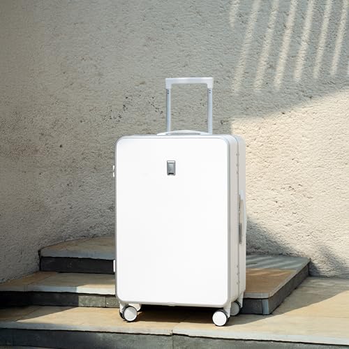Image of SWISS MILITARY Black Gold Collection Lorenzo-55cm Cabin Small Hardsided PC Trolley Luggage Bag with TSA Lock, 360 Wheels Suitcase-Ideal for International Travel, Capacity 44L-White