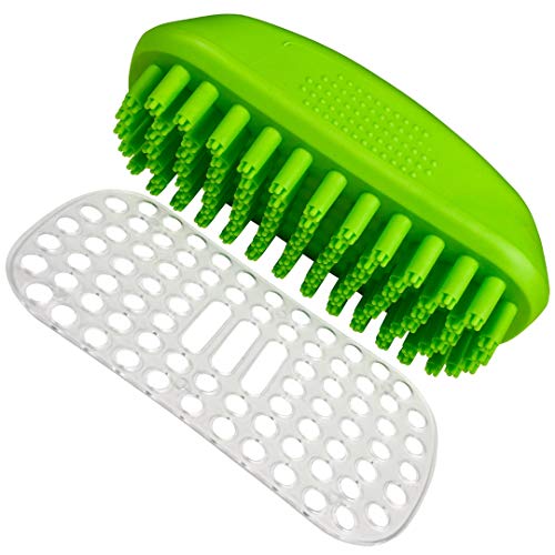 Tank and Sherman Dog Shampoo Rubber Brush – Easy to Clean Dog Bath Brush With Fur Catching Screen – Soft 4 Point bristle Cat and Dog Brush – Enjoy Dog Bathing and Dog grooming once again