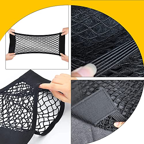 2 Pack Universal Mesh Cargo Net Car Storage Net, Universal Mesh Cargo Net for Car Trunk Storage, Wall Sticker Organizer Pouch Bag Storage, Mesh Organizers Fit for Cars, SUVs, Trucks(15.75 * 9.84 Inch) - Thumbnail 3