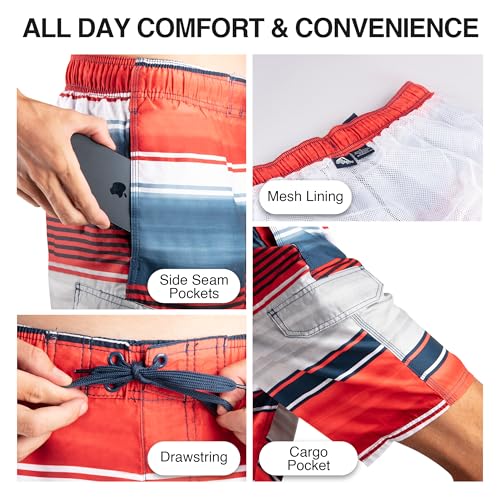 Image of Kanu Surf Men's Big Viper Extended Size Stripe Swim Trunk