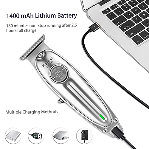 Kemei 1949 Cortadora de Pelo Profesional Para Hombre, Cortadora de Barba Para Hombre, Cortadora Eléctrica de Grado de Peluquería, Solución de Aseo Inalámbrica Todo en uno, Plata - imagen 4