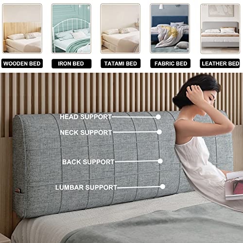 ZZYK Upholstered Wall Mounted Headboard Cushion Pillowboard Headboard Bed Rest Lumbar Support Backrest Bedside Pillow Removable Cover for Home Bedroom Tatami Dorm,Gray,No Bedside 74.8"