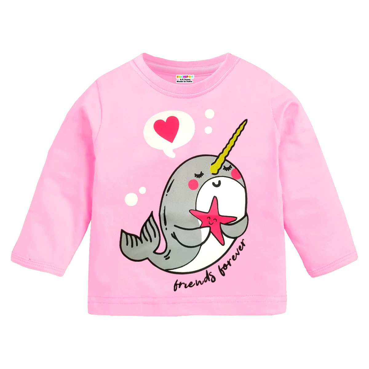 Kuchipoo Girls Regular Fit Full Sleeves Cotton T-Shirts (KUC-TSHRT-495, 12-18 Months, Multi-Colored) - Image 4 thumbnail