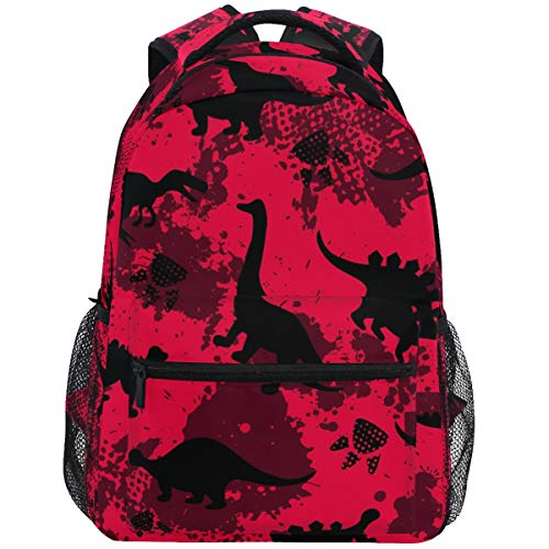 Dinosaurs Red Grunge Backpacks for Kids Boys Dino Pattern School Book Bag Animals Computer Casual Laptop Backpack Travel Hiking Camping Daypack