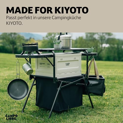 Campo Libre.® LAMA Faltbare Aufbewahrungsbox mit Deckel – Campingbox stapelbar & klappbar, Storage Box, Plastikbox mit Deckel, Frontklappe, 3-seitig zugänglich, robust & extra flach faltbar