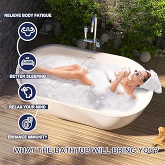 59" Acrylic Free Standing Tub, Stand Alone Tub, Freestanding Bathtub, Soaking Bathtub, cUPC Certified, SE(Glossy White)