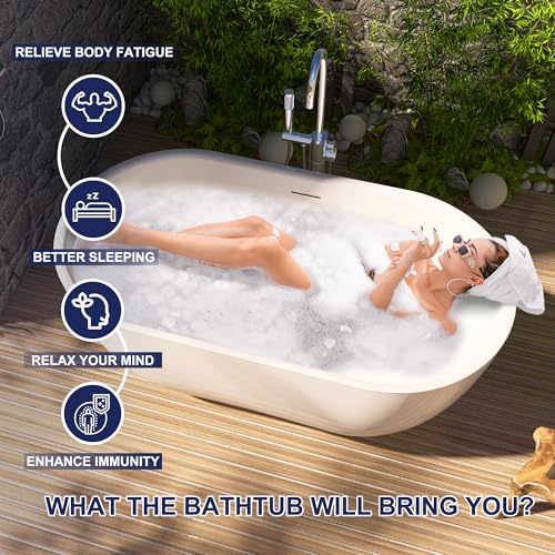59" Acrylic Free Standing Tub, Stand Alone Tub, Freestanding Bathtub, Soaking Bathtub, cUPC Certified, SE(Glossy White)