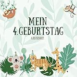 Gästebuch - Mein 4. Geburtstag: Jungle Party Gästebuch für den 4. Geburtstag | Geburtstagsbuch | Gästebuch Kindergeburtstag | Erinnerungsbuch Baby | ... Geschenk zum 4. Geburtstag | Kinderfeier Buch