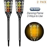 CINOTON Solar Tiki Torches Upgraded,Waterproof Flame Torch Lights Outdoor, Landscape Decoration Lighting, Dusk to Dawn Auto On/Off Security Warm Light for Garden Patio Deck Yard Driveway (2 Pack)
