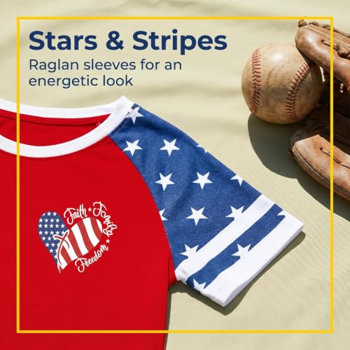Image of 4th of July Shirts for Girls Patriotic American Flag Kids Clothing