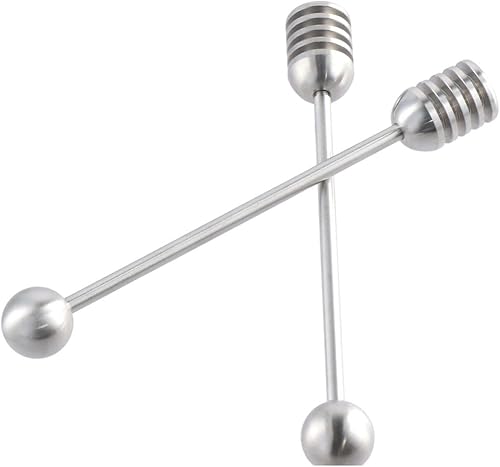 Miniatura 6 de Leadigol 2 recipientes de miel y jarabe para cocinar el hogar, agitador de mango largo de acero inoxidable para recipientes de tarro de miel de 6.3