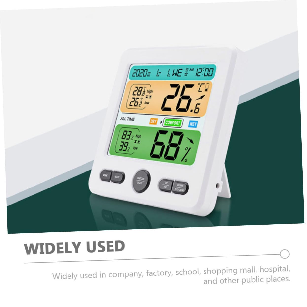 Levemolo Termometro Digitale da Parete Multifunzione con Igrometro Integrato Monitor Temperatura e Umidità per Casa Ufficio Camera e Serra Display e Preciso con Orologio e Calendario