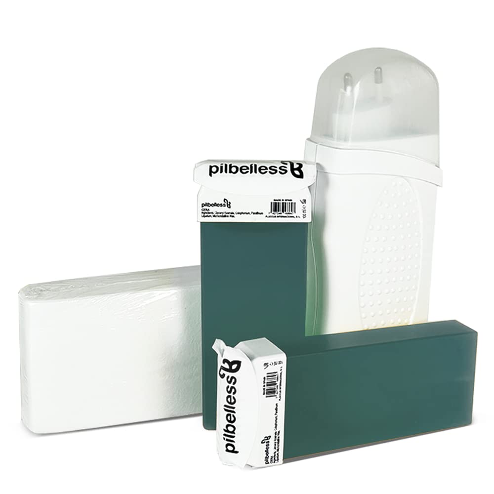 Kit D'Épilation Chauffe-Cire + 2 Roll On Cire Aloe vera + 100 Bandes de Cire TNT