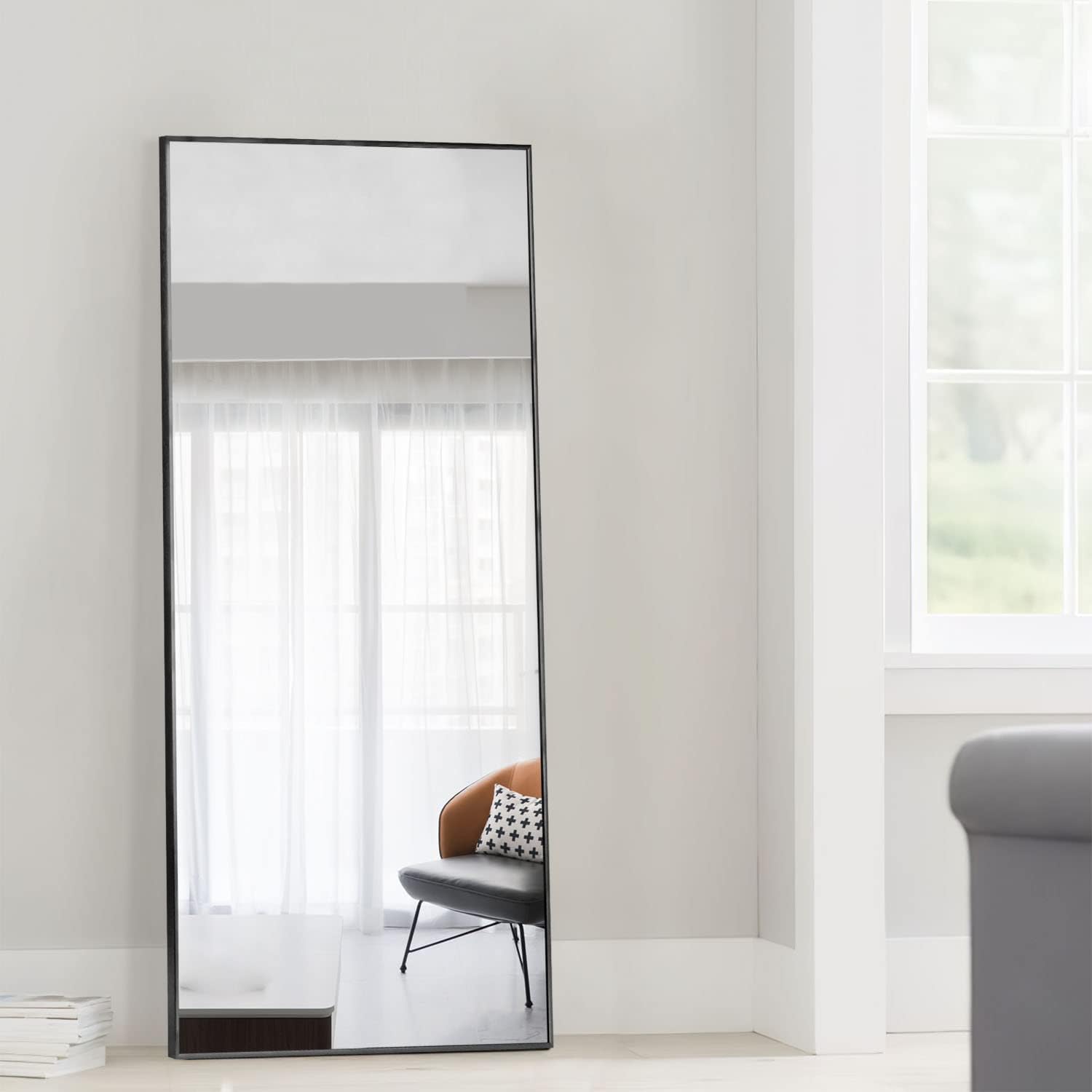 NeuType 43"x16" Mirror Full Length Black Mirror Full Length Wall Mirror Floor Mirror