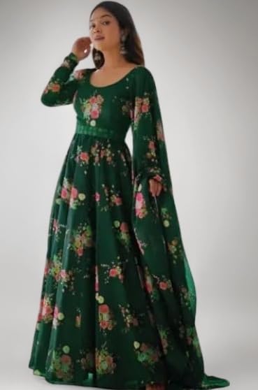 Beautiful Ledies Stylish Fancy Trendy Printed Poly Georgette Maxi Flared Gown for Women for Party Wedding Festival Functions