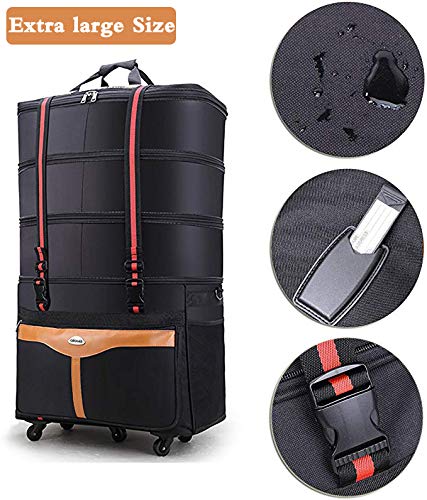 Ailouis 36 Inch Expandable Extra Large (XXL) Wheeled Travel Duffel Luggage Bag (Black B)