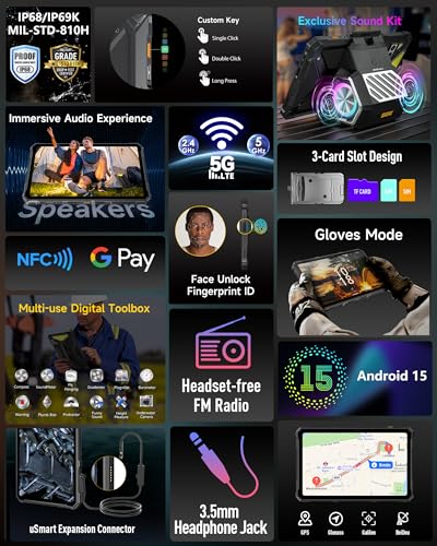 Image of Ulefone Armor Pad 4 Ultra Thermal Imaging 5G Rugged Tablet, 16GB + 256GB /2TB Expansion Android 15, 10.36 inch 2K Corning Display, IP68 /69K, 11800mAh(33W), 10W Dock Charging, 50MP + 32MP, 1100LM LED Lights