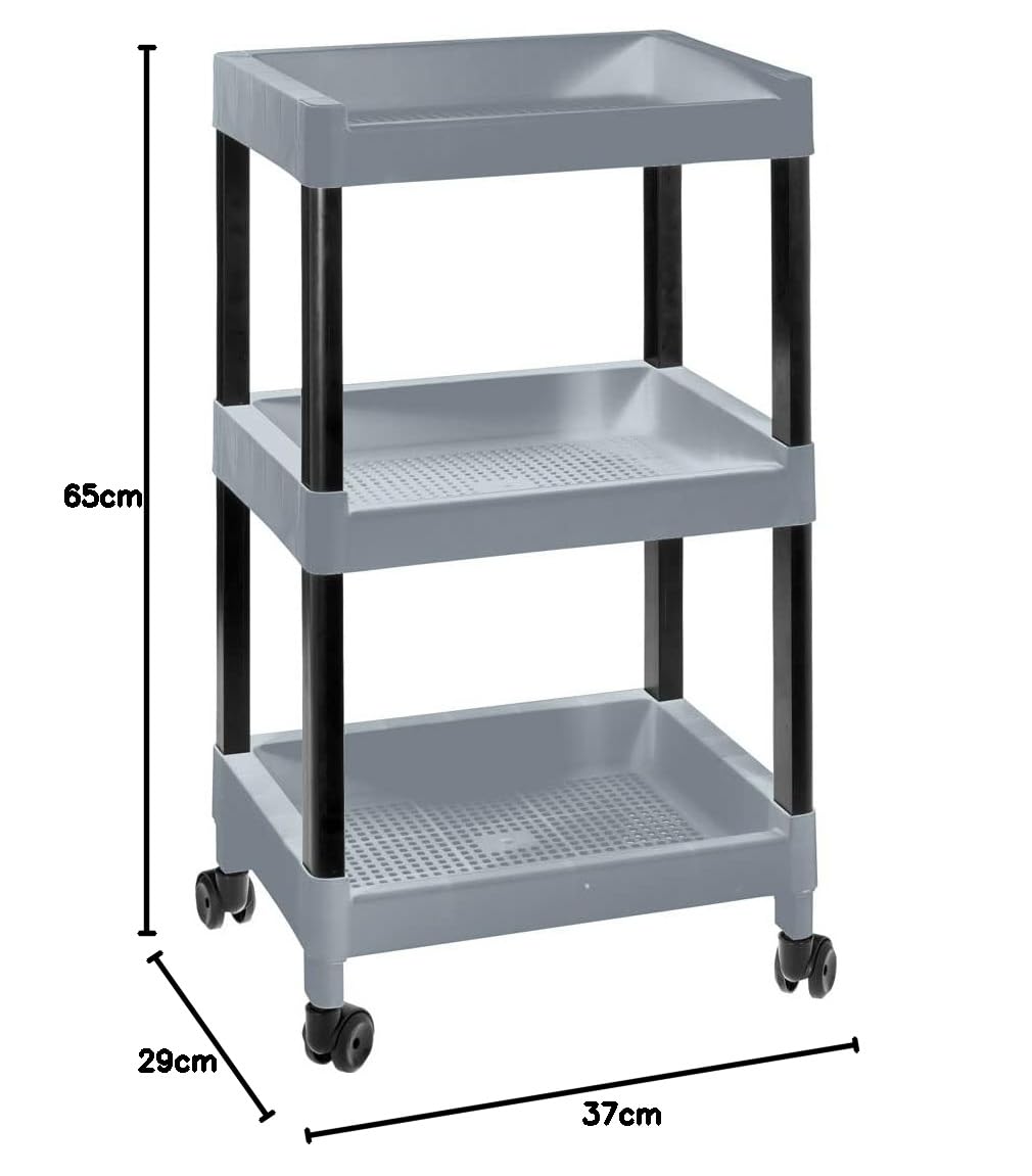 Chariot Multifonction avec Roues 3 Niveaux Argent COM-Fort House