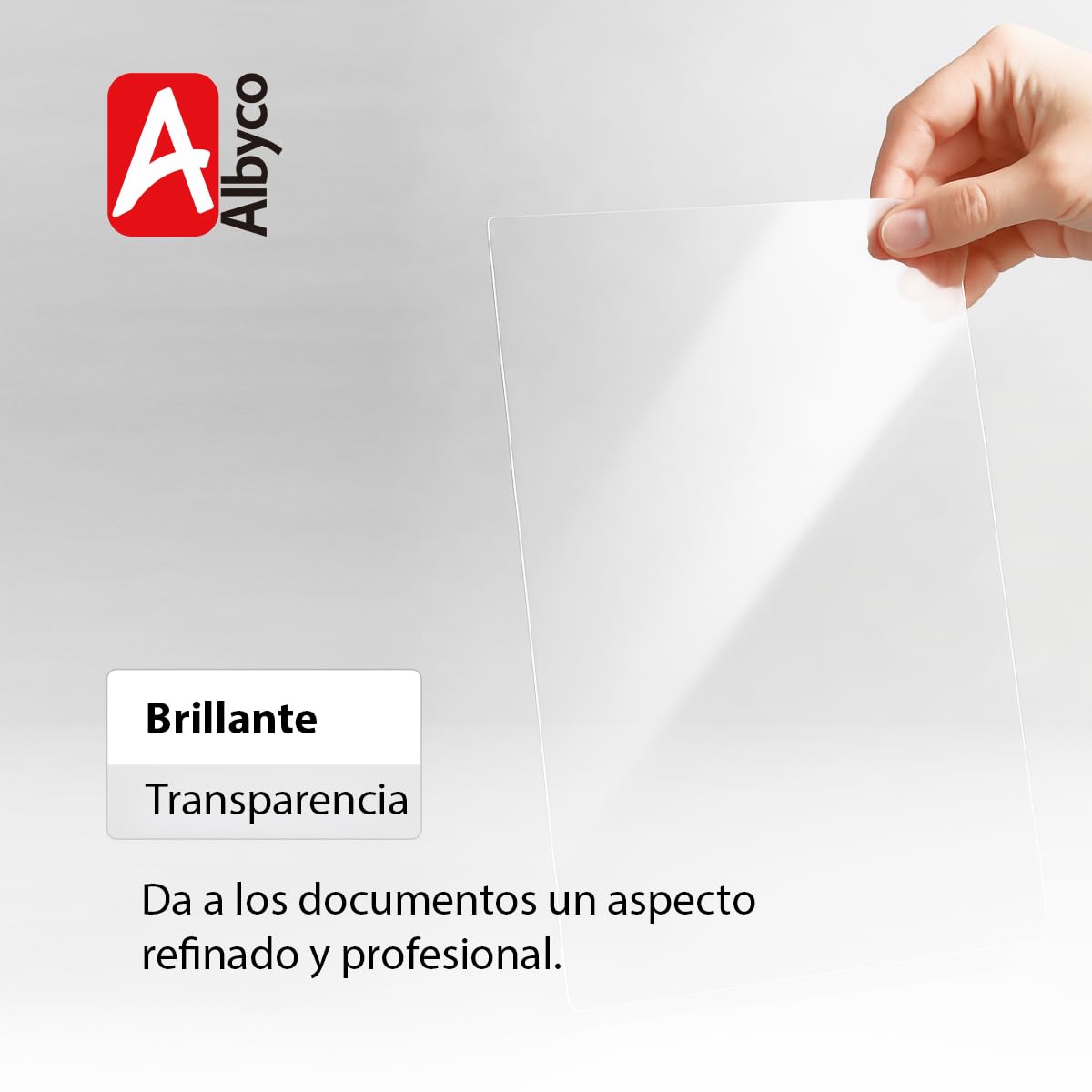Albyco Cubiertas Transparentes Brillantes, Portadas para Encuadernar de PVC Grosor 0,15 mm/150 Micras, Tamaño A4 (210 x 297 mm), Hojas plastico PVC