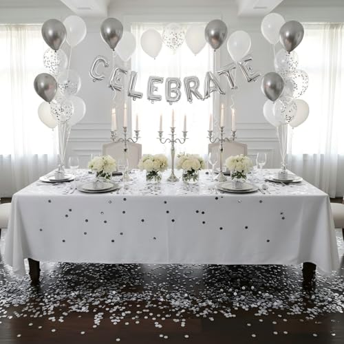 Image of Silver Metallic Foil Confetti(0.59 inch) Round Dots Glitter Table Confetti for Party Wedding Decorations,2.11 OZ per pack