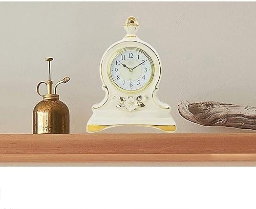 Miniatura 2 de Wcxixo Reloj de mesa silencioso, reloj de escritorio con repisa, reloj antiguo de cerámica decorativa para el hogar, adornos retro para habitación,