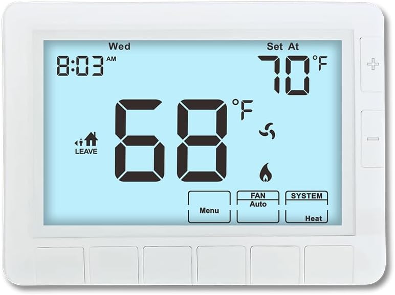 Programmable Thermostat for Home,Auto Changeover Heat Pump Thermostat for Multi-Stage,2 Heat/2 Cool or 4 Heat/2 Cool, Ultimate Comfort,Extra Large Display,White Backlight
