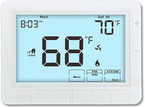 Programmable Thermostat for Home,Auto Changeover Heat Pump Thermostat for Multi-Stage,2 Heat/2 Cool or 4 Heat/2 Cool, Ultimate Comfort,Extra Large Display,White Backlight