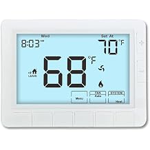 Home Programmable Thermostat, Multi-Stage Auto-Switching Heat Pump Thermostat, 2 Heat/2 Cool or 4 Heat/2 Cool, Ultimate Comfort, Oversized Display, White Backlight