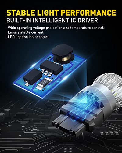 Image of AUXITO 3157 LED Bulb White, Reverse Light 3156 3056 3057 4157 3047 4057 3457 4114 Super Bright for Backup Lights Tail DRL Brake Signal Parking Lights, Pack of 2