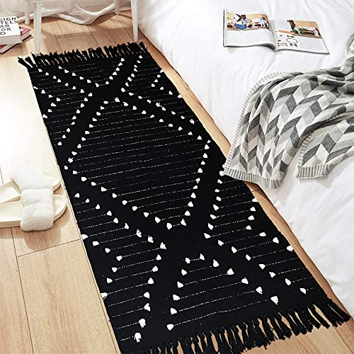 Boho Rugs For Bedroom 2.3X 5.3Ft, Cotton Hand Woven Runner Rug Machine Washable Hallway Runner Rug With Tassel Tribal Decorative Indoor Floor Mat For Kitchen/Laundry Room/Entryway #TOP6