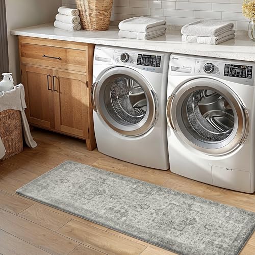 GENIMO Kitchen Mats for Floor 2PCs, Washable Anti Fatigue Mat for Cushioned, 17.3"x59"+17.3"x30", Waterproof Kitchen Rugs, Non Slip Comfort Standing Mat Rug for Home, Sink, Laundry, Stone Gray by GENIMO - Used condition - Image 7
