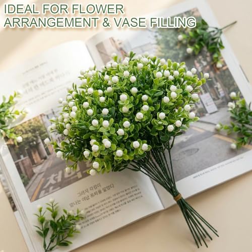 Fleurs artificielles de Milan : lot de 40 mini bouquets blancs pour déco