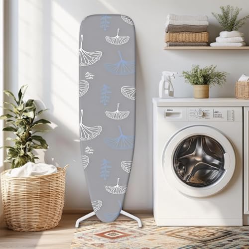 Image of Ironing Board Cover 15x54 Inch- Standard Cotton Cover with Strong Elastic Edge & Stain Resistant Surface (Ginkgo Biloba-1, 15 inch x 54 inch)
