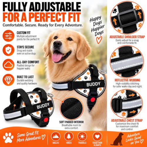 Image of White Paw Dog Vest Harness with Leash, No Pull & Reflective