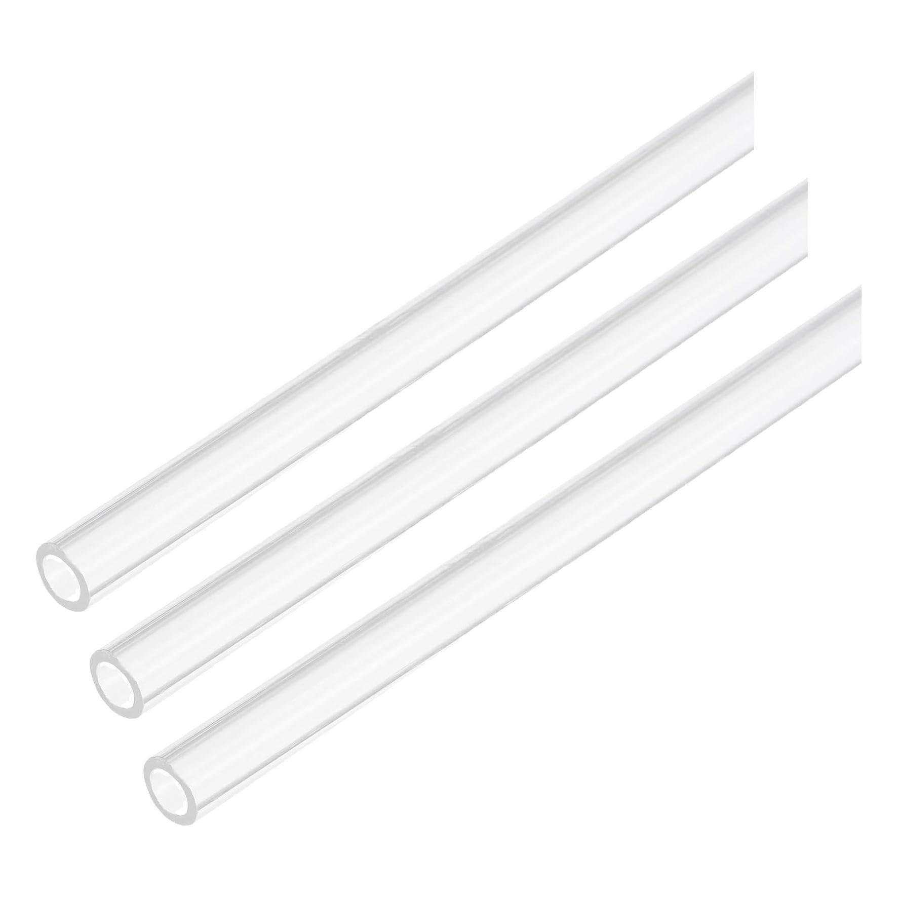 QUARKZMAN 2 Stück PVC Transparent Rohr, Innendurchmesser 4mm Durchmesser 6mm LÄNGE 350mm Acryl Kunststoffrohr für Lampenbau, Stehlampen, Möbel (Packung mit 3)