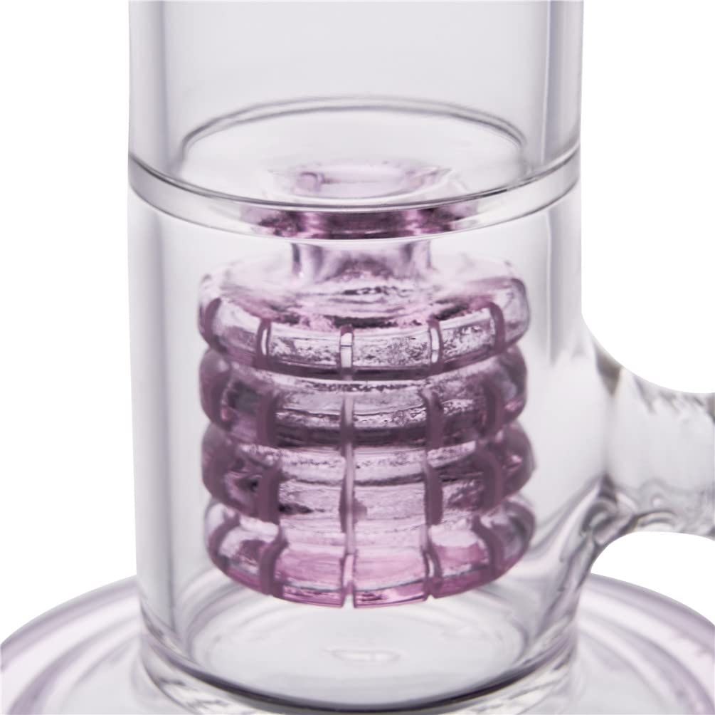 RORA Bong en verre nid d'abeille de 16 pouces avec filtre Birdcage Recycler Grande pipe à eau droite en verre 18.8mm Bongs à fumer (Pink)
