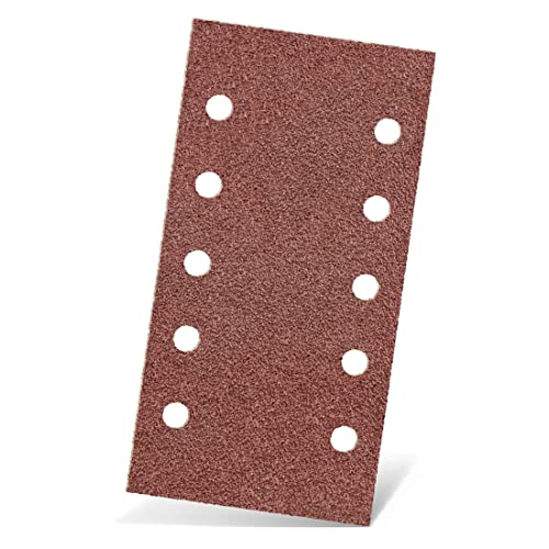 MENZER RED Hook & Loop Sanding Sheets, 230 x 115 mm, 10 Holes, f. Orbital Sanders, Aluminium oxide (PU 50) G240