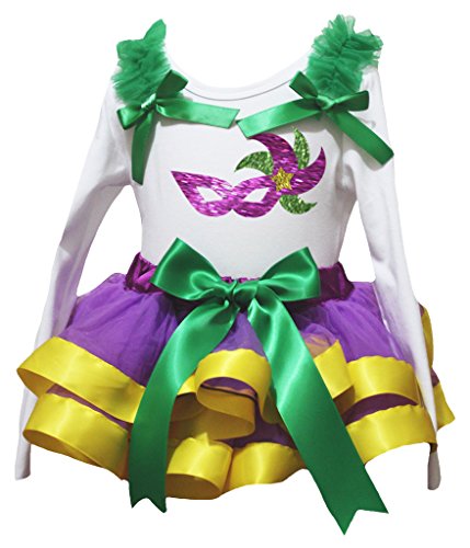 Masque blanc Mardi Gras pour fille et ensemble jupe pétale violette