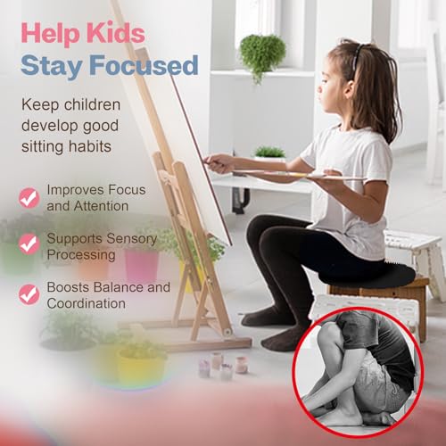 Image of kisnbld Wobble Cushion, Extra Thick Wiggle Seat for Sensory Kids, Non-slip Balance Disc with Inflation Pump for Adults Core Strength, Posture Improvement & Physical Therapy (13.5in /34cm)