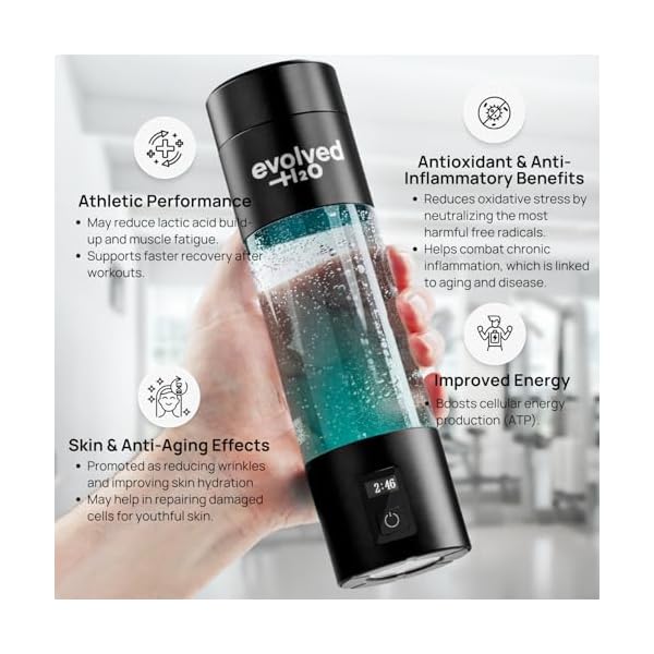 Certified Hydrogen Water Bottle Generator I 6200 PPB Portable Ionizer I SPE PEM Electrolysis I Rechargeable I BPA-Free I Enhance Hydration & Wellness I 270ml (Black) - Image 7