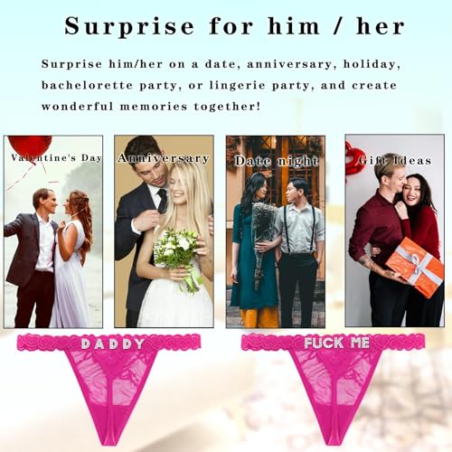 Image of Women's Personalized Thongs with Funny Rhinestone Letters, Custom Name Underwear Panties for Couples