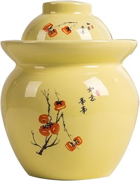 MRYBD Pickle Jar Large Traditional Sichuan Chinese Ceramic Fermenting Jar With Water Seal Airlock Lid, Ceramic Fermentation Crock for Pickling, Kimchi, Sauerkraut A-7L