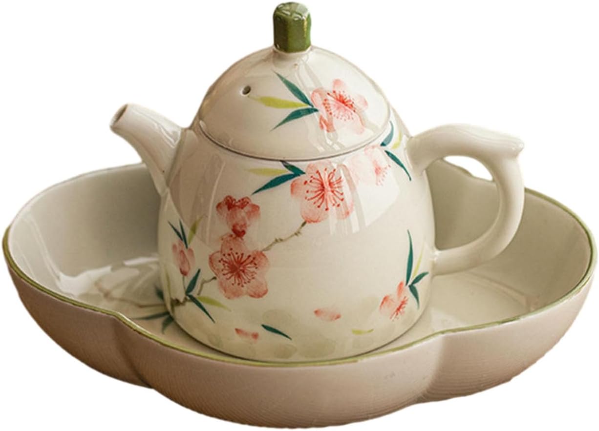 Chinese hand-painted peach blossom ceramic pot, Kung Fu tea set household single pot - Xiao Qinquan pot + pot holder