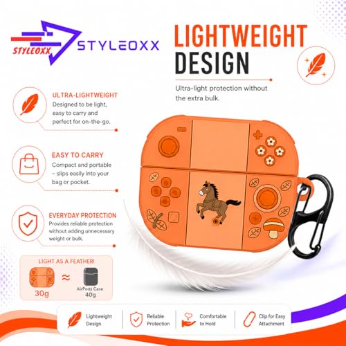 Image of Anvique Silicone Case Cover for Oneplus Nord Buds 4 Pro, Scratch Resistance, Shock Absorption, with Premium Carabiner (Horse Orange S)