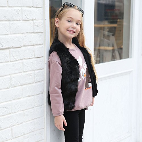 Vekdone Toddler Girl Faux Fur Vest Coat Winter Warm Waistcoat Outerwear Black #TOP2
