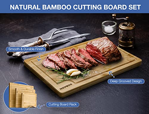 Set de 3 tablas de cortar de bambú con soporte de acero inoxidable miniatura 3