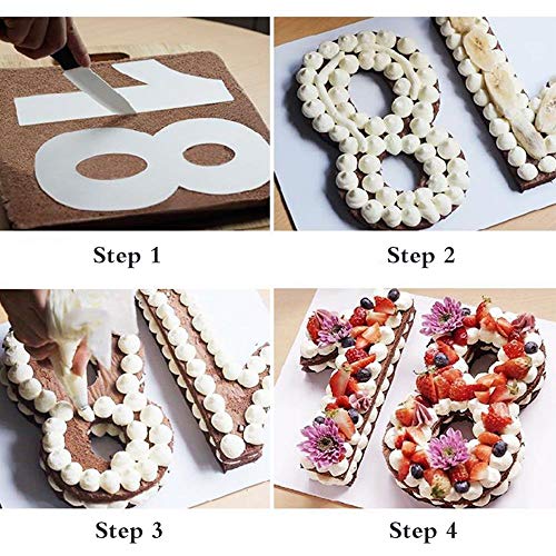 EORTA 0-8 Numeral Cake Tins Molds 10 Inch Arabic Number Cake Maker Decorative Fillings Layered Cake Baking Tools for DIY Wedding Birthday Anniversary, White