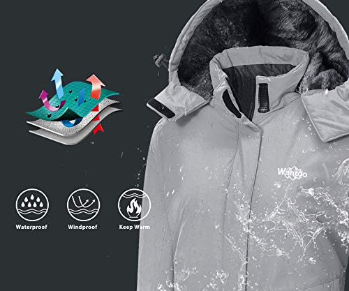 Wantdo Women's Skiing Jacket Warm Winter Coats Waterproof Snow Coat Winter Clothes Gray M #TOP5